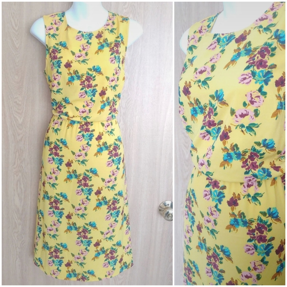 Sleeveless Yellow Floral Dress
